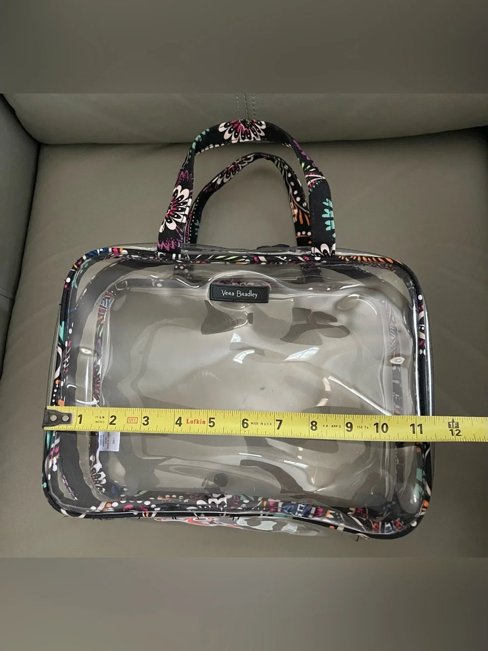 Vera Bradley Clear Cosmetic Case with Black Floral Trim